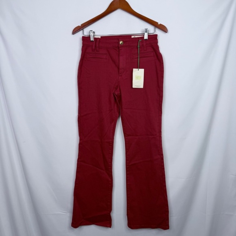 Cosmic Blue Love Flare Ankle Pants‎ Women 27P Carmine Red NWT - Picture 2 of 8